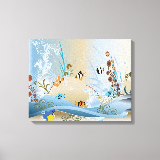 Fantasy Tropical Fish Aquarium Canvas Print (Front)