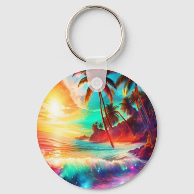 Fantasy Tropical Island Keychain (Front)