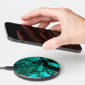 Fantasy Turquoise Tree Silhouette Wireless Charger (Hand)