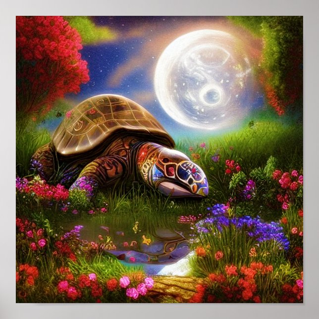 Fantasy turtle and moon    poster (Front)