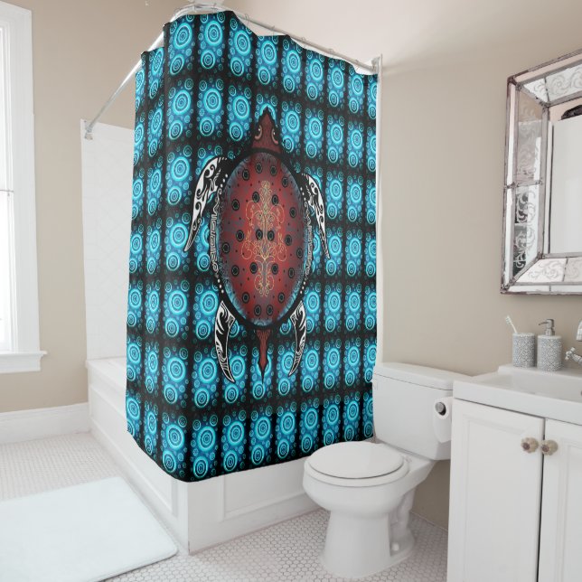 Fantasy Turtle Tattoo Shower Curtain (In Situ)