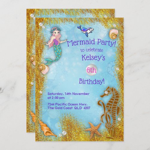 Fantasy Under the Ocean Mermaid Party Invitation