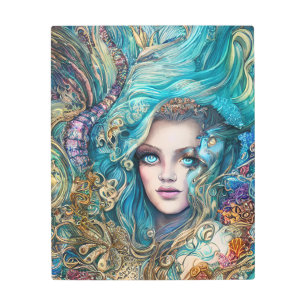 Fantasy Underwater Goddess Abstract Artwork Metal Print