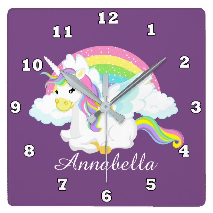 Fantasy Unicorn Add Name Girls Room Decor Clock Zazzle Com
