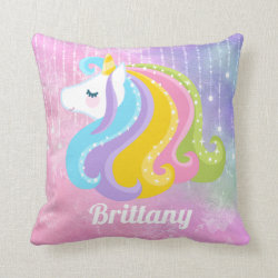 Fantasy unicorn add name home decor pillow