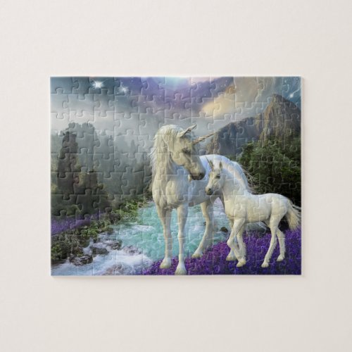 Fantasy Unicorn and Foal Mystical Jigsaw Puzzle