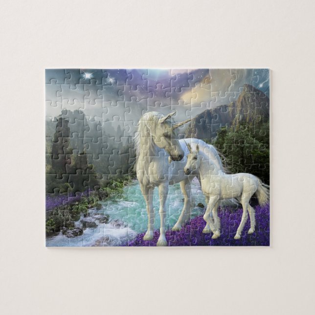 Fantasy Unicorn and Foal Mystical Jigsaw Puzzle (Horizontal)