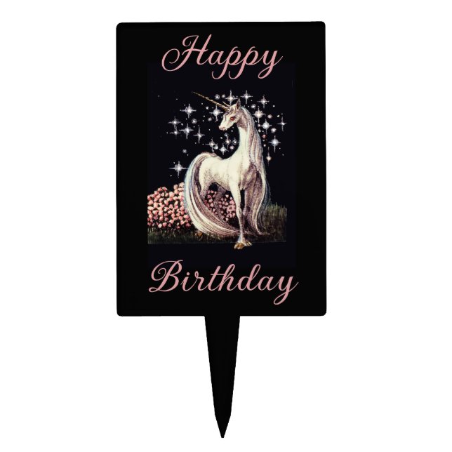 Fantasy Unicorn Birthday Cake Topper (Front)