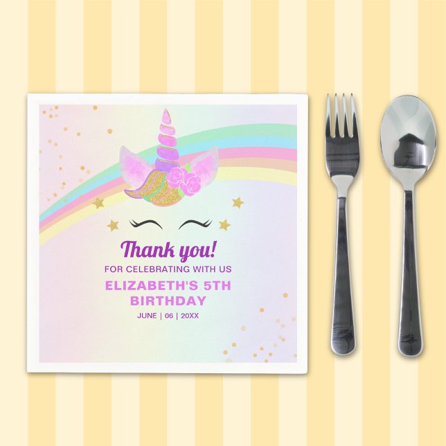 Fantasy Unicorn Birthday Girl Party Napkins (Creator Uploaded)