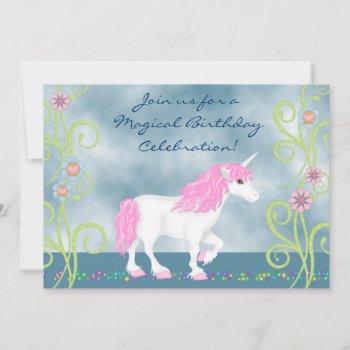 Fantasy Unicorn Birthday Invitation For Girls by TheCutieCollection at Zazzle