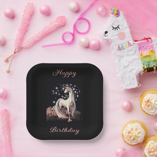 Fantasy Unicorn Birthday  Paper Plates (Party)