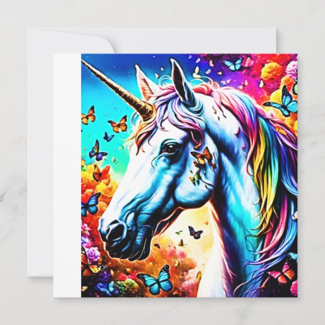 Fantasy Unicorn Design Holiday Card (Front)
