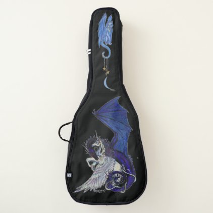 Fantasy Unicorn, Dragon and Winged Moon Cat Guitar Guitar Case