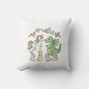 Fantasy Unicorn & Dragon Kids Pillow
