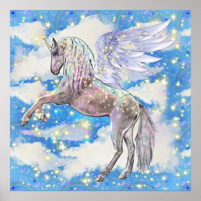 Fantasy unicorn girls room decor poster (Front)