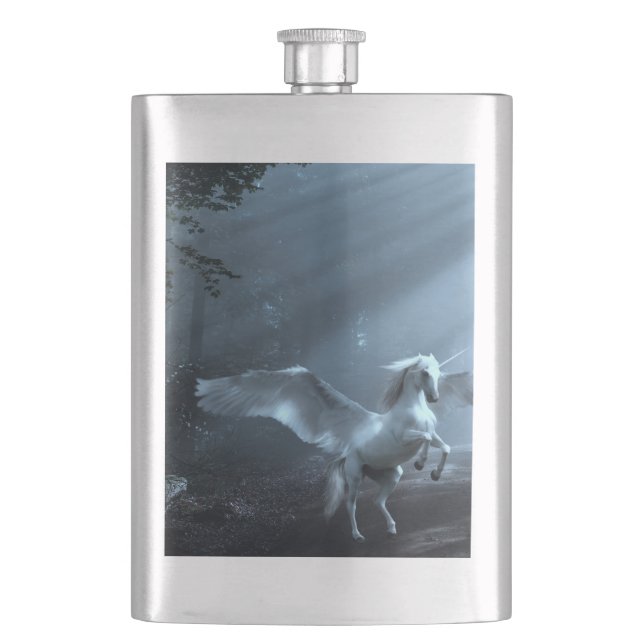 Fantasy Unicorn in Forest Flask (Front)
