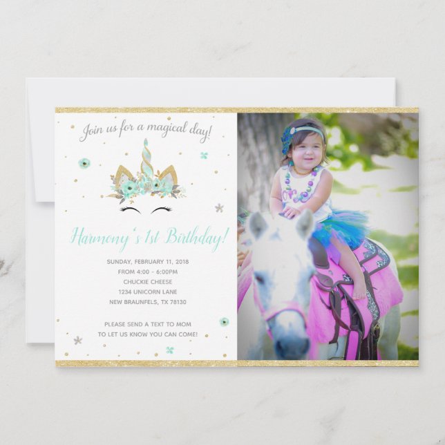 Fantasy Unicorn Invitation 7X5 (Front)