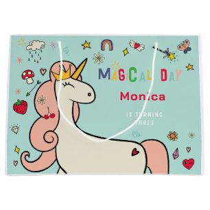 Fantasy unicorn kids birthday large gift bag