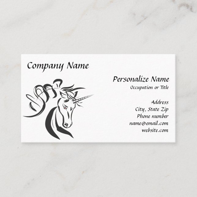 Fantasy Unicorn Sketch Drawing Artwork Business Card (Front)