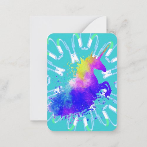 Fantasy Unicorn Splatter Heart Note Card