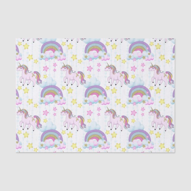 Fantasy unicorn tiled girls party tissue paper (Front)