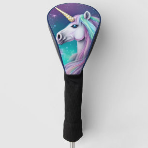 Fantasy Unicorn with Blue and Pink Hair Golf Head Cover