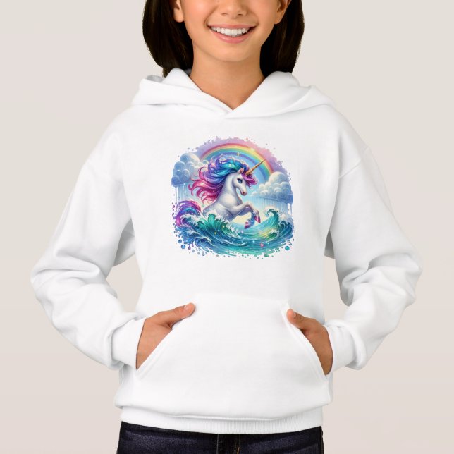 Fantasy Unicorn with Rainbow Hoodie (Front)