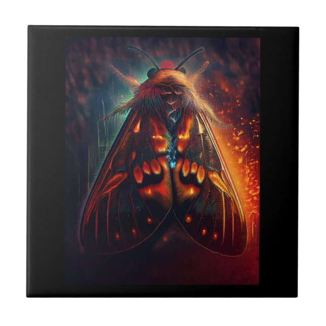 Fantasy Version Of A Clown Face Tiger Moth Ceramic Tile (Front)