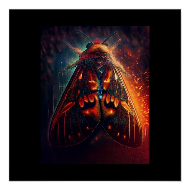 Fantasy Version Of A Clown Face Tiger Moth Poster (Front)