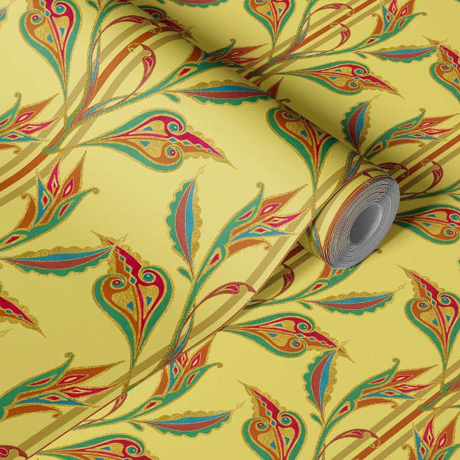 Fantasy vine of gold, red and green leaves wallpaper  (Creator Uploaded)