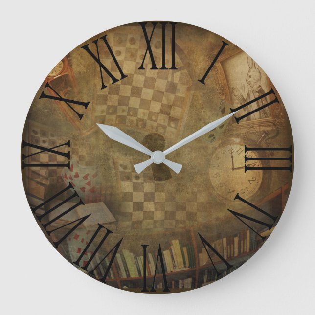 Fantasy Vintage Alice in Wonderland Office Bedroom Large Clock (Front)
