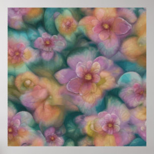 Fantasy Vintage Flowers Painted In Watercolor Poster