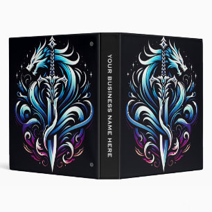 Fantasy Warrior Mystic Dragon Sword Flame 3 Ring Binder