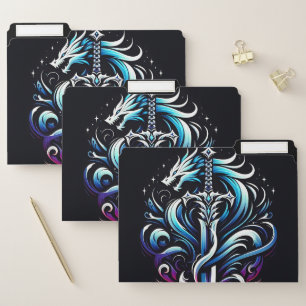 Fantasy Warrior Mystic Dragon Sword Flame File Folder