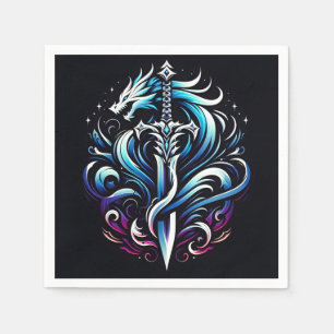 Fantasy Warrior Mystic Dragon Sword Flame Napkins