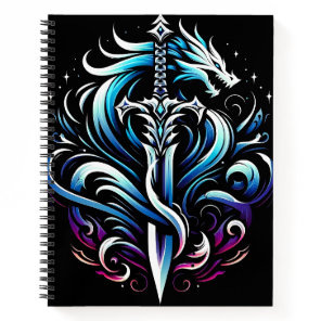 Fantasy Warrior Mystic Dragon Sword Flame Notebook