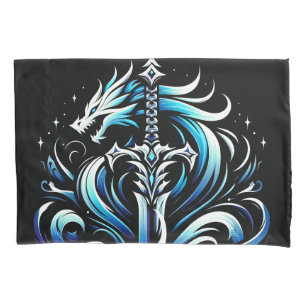 Fantasy Warrior Mystic Dragon Sword Flame Pillow Case