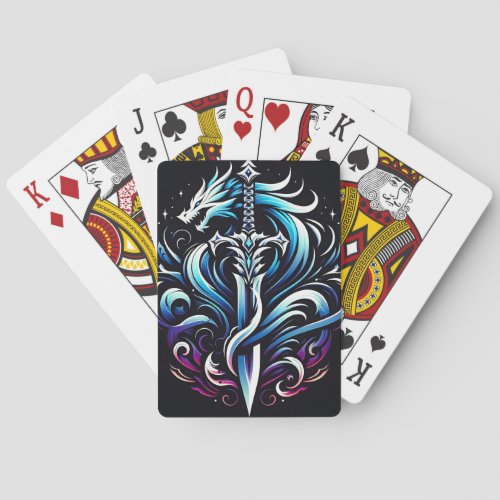 Fantasy Warrior Mystic Dragon Sword Flame Poker Cards