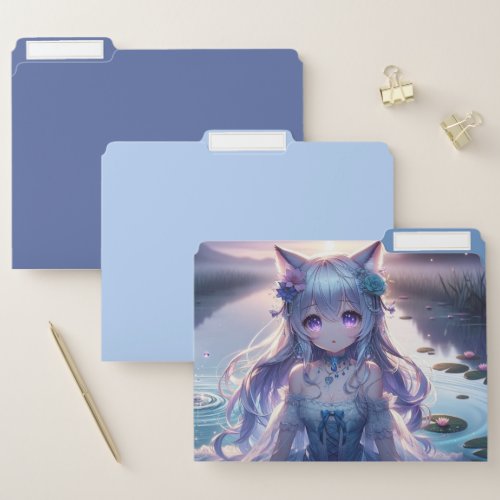 Fantasy Water Catgirl Anime Princess Accent File Folder