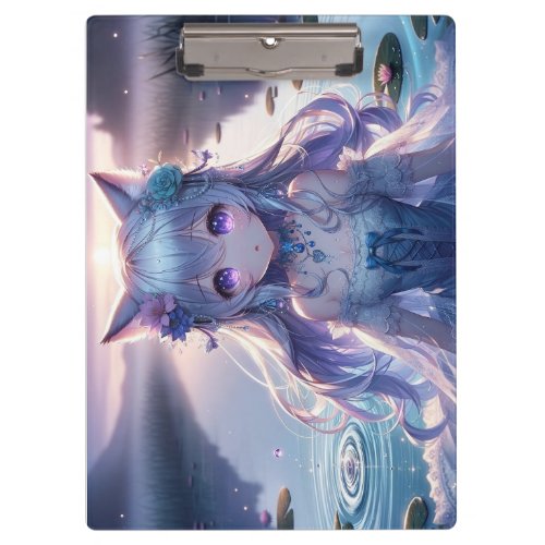 Fantasy Water Catgirl Anime Princess Double Sided Clipboard