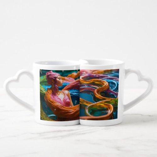 Fantasy Water Figures in Vibrant Hues Coffee Mug Set