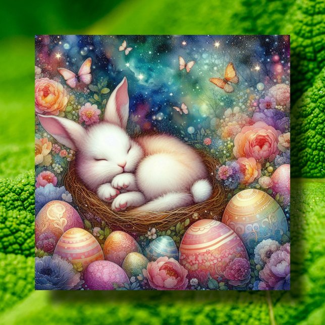 Fantasy Watercolor Bunny Christian Easter Holiday Card (Creator Uploaded)