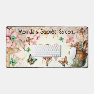 Fantasy Watercolor Butterflies & Fairy Garden Desk Mat