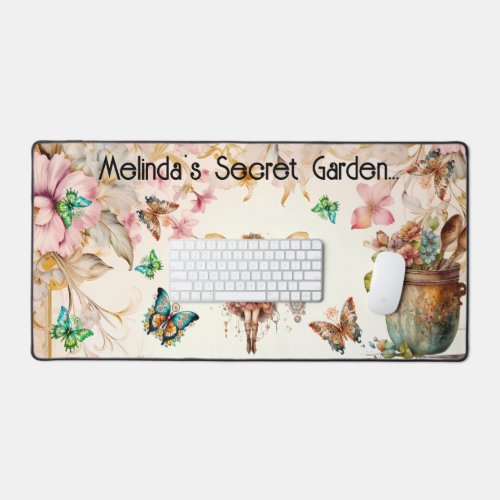 Fantasy Watercolor Butterflies  Fairy Garden Desk Mat