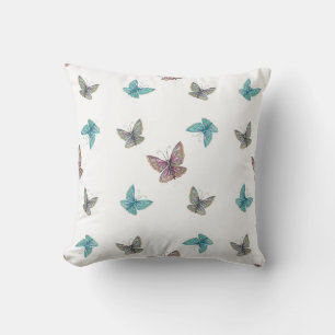 Fantasy Watercolor Butterflies Throw Pillow