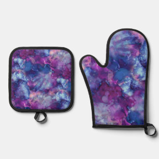 fantasy watercolor - deep space vibe : oven mitt & pot holder set