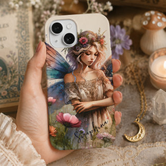 Fantasy Watercolor Fairy with Personalized Name iPhone 15 Case