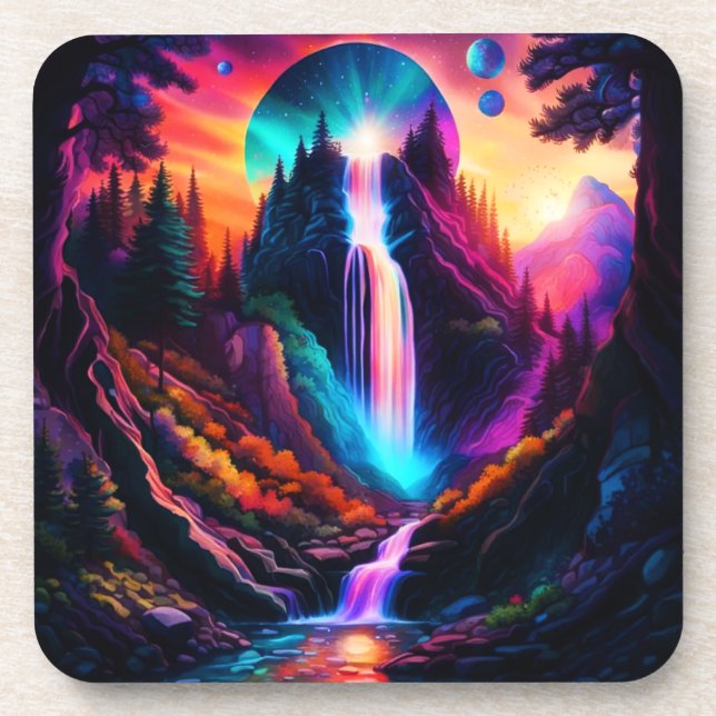 Fantasy Waterfall Beverage Coaster (Front)