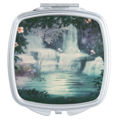 Fantasy Waterfall Cascade Compact Mirror