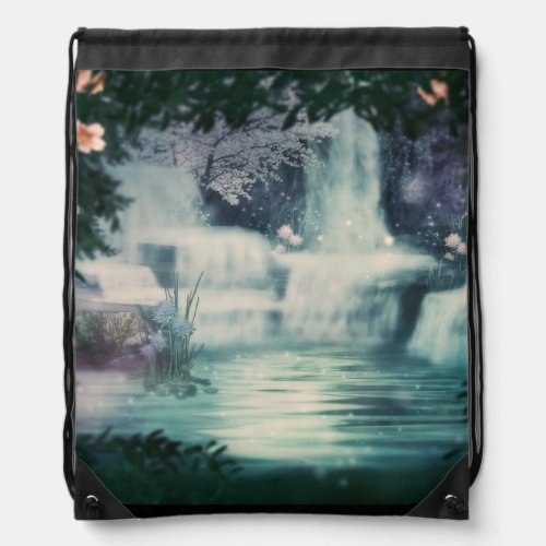 Fantasy Waterfall Cascade Drawstring Bag